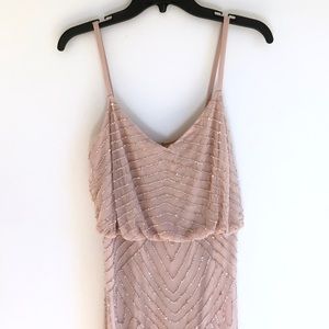Adrianna Papell blush sequin gown